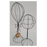 Hat Stands (Lot of 2) - Black Wire, 15.5 in & 20 in tall