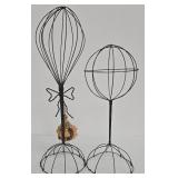 Hat Stands (Lot of 2) - Black Wire, 15.5 in & 20 in tall