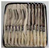Vintage Landers Frary & Clark Aetna Works Mother-of-Pearl Flatware Set - 12-Piece