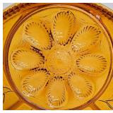 Vintage Indiana Glass Amber Glass Deviled Egg and Relish Tray
