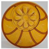Vintage Indiana Glass Amber Glass Deviled Egg and Relish Tray