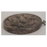 Dragon Pendant - 2-Inch Round Silver-Tone Dragon Medallion