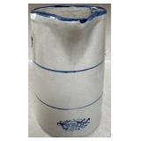 Vintage Stoneware Crock Pitcher - Blue Salt Glaze with Floral Motifs