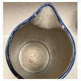 Vintage Stoneware Crock Pitcher - Blue Salt Glaze with Floral Motifs