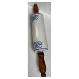 Blue & White Delft-Style Ceramic Rolling Pin - Wood Handle