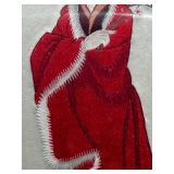 Geisha in Crimson Silk - Hand-Embroidered Framed Silk Tapestry