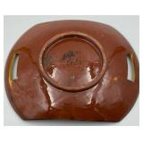 Hand-Painted Ceramic Bowl with Cutout Handles - Yellow Floral Motif