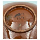 Hand-Painted Ceramic Bowl with Cutout Handles - Yellow Floral Motif