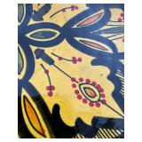 Hand-Painted Ceramic Bowl with Cutout Handles - Yellow Floral Motif