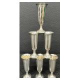 Set of Six Vintage Sterling Silver Cordial Cups