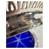 Sterling Silver Rim Blue Glass Coasters - (Lot of 5)