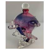 EST. $225.00-$350.00 Very RARE Gail D. Gill Signed High Relief Decoration Hand Blown Glass Perfume Bottle 5' x 5' x 6'