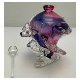 EST. $225.00-$350.00 Very RARE Gail D. Gill Signed High Relief Decoration Hand Blown Glass Perfume Bottle 5' x 5' x 6'