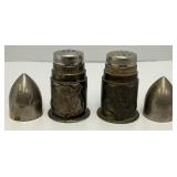 Pair Of WWI Bullet Shell Salt & Pepper Shakers Camp 'Hancock' Augusta Ga 3'