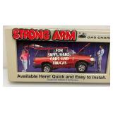 Vintage Man Cave Collectible Strong Arm Gas Charged Lift Supports Sign And Clock (Needs Repair) 12 1/2' x 32 1/2'
