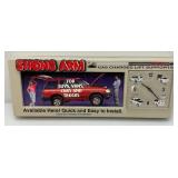 Vintage Man Cave Collectible Strong Arm Gas Charged Lift Supports Sign And Clock (Needs Repair) 12 1/2' x 32 1/2'