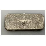 Vintage DOUCETTE Silvertone Art Deco Style Small Hinged Tin/Trinket Box 1' x 2 1/2'