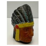 Vintage 1930's-40's Native American Chief Ceramic Toothpick Holder/Match Safe 2' x 2 1/2' x 3 1/2'