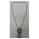 Vintage Native American Beaded Necklace And Earrings