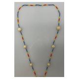 Vintage Native American Beaded Necklace And Earrings