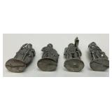 Set Of Four Vintage Celtic Warriors Miniature Figurines Role Playing Pewter Pack 1.5'