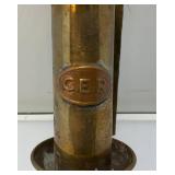 EST. $150.00 -$275.00 CER Railway Marked Brass Railway Carriage Lamp Candle Lantern With Candle 13 1/2'