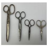 Misc. Antique  Victorian Style Scissors 31/2' , 5 1/2' & 7'