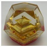 Vintage Mid-Century Lucite Acrylic Oriental Souvenir Paperweight Made In Japan
