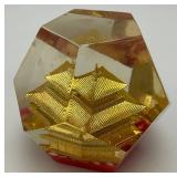 Vintage Mid-Century Lucite Acrylic Oriental Souvenir Paperweight Made In Japan