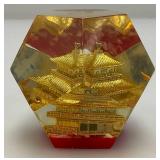 Vintage Mid-Century Lucite Acrylic Oriental Souvenir Paperweight Made In Japan
