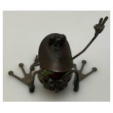 Miniature Metal Frog Scuplture 3' And Cow Bell 5'