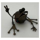 Miniature Metal Frog Scuplture 3' And Cow Bell 5'
