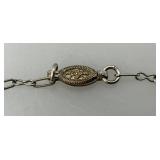 Antique STERLING SILVER 7.23 overall Grams Victorian Era Black Enamel Silhouette Necklace With Starburst Design
