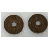 Vintage Collectible Foreign Coins And Medallions Including 1920's Square Bronze Straits Settlements 1 Cent And more