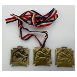 Misc. WWI French Orphelinat Des Armees Brass Metals By Lalique 1 1/4' x 1 1/4' (One With Ribbon)