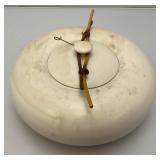 Vintage Hand Signed Oriental Style Pottery Dish With Lid And Bamboo Handle Accents 5' x 9 1/2'