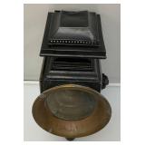 Pair Of RARE Antique Early 1900's Carriage Oil Lanterns With Beveled Glass And Red Dot (One Has Broken Side Glass) 5' x 6 1/2' x 14'