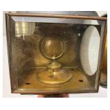 Pair Of RARE Antique Early 1900's Carriage Oil Lanterns With Beveled Glass And Red Dot (One Has Broken Side Glass) 5' x 6 1/2' x 14'