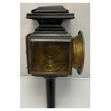 Pair Of RARE Antique Early 1900's Carriage Oil Lanterns With Beveled Glass And Red Dot (One Has Broken Side Glass) 5' x 6 1/2' x 14'