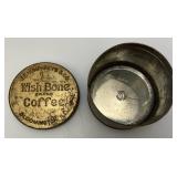 Vintage J.F. Humphreys & Co. Wish Bone Brand Coffee  Bloomington Ills. Coffee Tin With Lid 4' x 5 3/8'