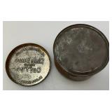 Vintage J.F. Humphreys & Co. Wish Bone Brand Coffee  Bloomington Ills. Coffee Tin With Lid 4' x 5 3/8'