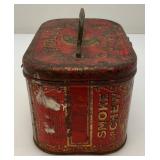 Vintage Central Union Cut Plug Tobacco Lunch Pail Style Tin 4 1/4' x 4 1/2' x 7'
