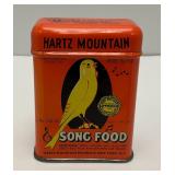 Vintage Collectible Mid-Century HARTZ MOUNTAIN Song Food Tin (Very Nice Condition)