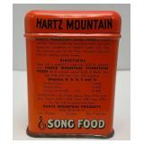 Vintage Collectible Mid-Century HARTZ MOUNTAIN Song Food Tin (Very Nice Condition)