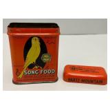 Vintage Collectible Mid-Century HARTZ MOUNTAIN Song Food Tin (Very Nice Condition)