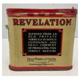 Vintage Philip Morris Revelation Smoking Mixture Pipe Tobacco Tin 1' x 3' x 3 1/2'