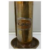 EST. $150.00 -$275.00 CER Railway Marked Brass Railway Carriage Lamp Candle Lantern With Candle 13 1/2'