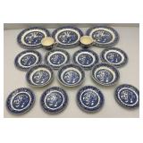 Vintage Churchill China England Blue Willow Dinnerware