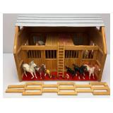 Large Handmade Wood Barn With Misc. Vintage Toy Horses 21' x 21' x 29'