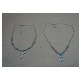 Silver Tone Necklaces with Turquoise Stones